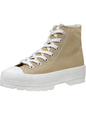 Stylish Platform Sneakers for Women, Lace-Up High Top Canvas Shoes with Zipper